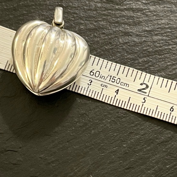 Sterling Silver Bubble Puff Swivel Heart Reversible Pendant - Picture 12 of 15